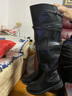 啄木鳥(niǎo)歐美春秋過(guò)膝長(cháng)靴女靴平底真皮高筒靴大碼女靴子顯瘦長(cháng)筒皮靴舒適 黑色絨里 36 曬單實(shí)拍圖