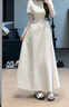 GARNUO法式赫本風(fēng)黑色連衣裙子女夏季2025新款高級感禮服裙氣質(zhì)收腰長(cháng)裙 白色【短袖長(cháng)款】 S 【80-100斤】 曬單實(shí)拍圖