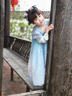 G.DUCKKIDS兒童漢服夏季中國風(fēng)古裝裙子女童2025新款女孩古風(fēng)唐裝公主連衣裙 藍色長.袖 130 曬單實拍圖