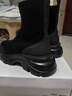 百麗（Belle）鯨魚(yú)靴厚底增高彈力靴女25冬新復古絨面顯瘦彈力短靴E4V2DDZ5預售 黑色 36 曬單實(shí)拍圖