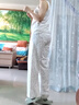 純棉女長睡褲直筒全棉寬松休閑家居褲可外穿 D112彩色點(diǎn)女 XL 推薦120-140斤 曬單實(shí)拍圖