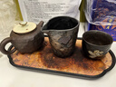 恩壽溯復古粗陶鎏金公道杯鐵銹釉分茶器陶瓷家用荷花功夫茶具配勻杯茶海 鎏金鐵釉荷花金 曬單實(shí)拍圖