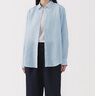 無(wú)印良品（MUJI）女式 漢麻水洗襯衫領(lǐng)長(cháng)袖襯衫女士襯衣外套外衣 25年夏季女裝上衣 藍色條紋 L （165/88A） 曬單實(shí)拍圖