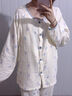 貓人純棉孕婦睡衣女夏季薄款產(chǎn)后哺乳吸汗紗布帶胸墊月子服家居服套裝 條紋花朵 【純棉紗布 帶胸墊 吸汗不悶熱】 L 【推薦約100-120斤】 曬單實(shí)拍圖