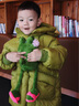 齊齊熊（ciciibear）【鵝絨服】男童鵝絨羽絨服寶寶冬季外套兒童中長(cháng)款加厚保暖 豆綠色-蓄熱鵝絨 清潔度1000+ 120 【充絨量112g，116-125】 曬單實(shí)拍圖