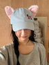 途尊2025可愛小貓耳朵棒球帽女甜美少女新款出游遮陽帽子鴨舌帽休閑 青藍色貓咪 曬單實拍圖