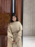 對白【杜鵑同款】90白鴨絨菱格長(cháng)款羽絨服女2025冬新款圍巾領(lǐng)外套 奶茶色 XS 曬單實(shí)拍圖