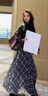 輕奢感英倫格子半身裙女2025秋季新款a字裙子高級感百褶裙中長(cháng)裙 藍色 均碼 建議80-155斤 曬單實(shí)拍圖