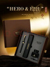 英雄（HERO）鋼筆禮盒簽字筆 日常辦公禮品生日禮物 E221黑亮金夾+墨韻留芳禮盒 曬單實(shí)拍圖