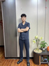 貓人夏季純棉睡衣男士短袖睡褲100%全棉春秋家居服套裝三件套 藏青三件套 【100%純棉】 XL 【175-182cm/155-175斤】 曬單實拍圖