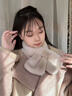 唐獅（TonLion）毛毛絨圍脖女秋冬季2025新款保暖防寒護頸交叉毛絨圍巾韓版可愛(ài) 香檳色 曬單實(shí)拍圖