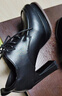 啄木鳥(niǎo)深口真皮系帶防水臺高跟鞋2025年新款舒適粗跟時(shí)尚百搭單鞋女 黑色【升級款】 34 曬單實(shí)拍圖