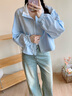 森馬（Semir）外套女秋短款蕾絲寬松蝙蝠袖棉麻立領(lǐng)2025小清新夾克10A525108002 曬單實(shí)拍圖