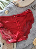 貓人（MiiOW）本命年女士?jì)妊澬愿欣俳z無(wú)痕鏤空純欲仙女風(fēng)大紅色三角短褲頭 紅色 4條 M 適合80-100斤 曬單實(shí)拍圖