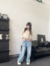 女童直筒牛仔褲秋季2025新款兒童褲子秋裝女孩大童初中生闊腿褲潮 藍色【升級版-加絨加厚款】 150 曬單實(shí)拍圖