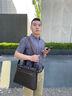 老人頭男士公文包頭層牛皮商務(wù)手提包辦公出差律師單肩斜挎13英寸電腦包 曬單實拍圖