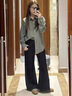 燦圖美式潮流闊腿牛仔褲女春秋季新款小個(gè)子寬松大碼遮肉顯瘦休閑長(cháng)褲 深藍色 L 曬單實(shí)拍圖