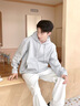 名創(chuàng)優(yōu)品（MINISO）美式休閑外套男重磅淺灰色連帽開衫衛(wèi)衣大碼嘻哈風(fēng)炸街男款夾克衫 麻灰(mt紅顏英文胸標(biāo)) L /175(30天質(zhì)量問題全額退) 曬單實拍圖