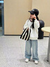 女童牛仔褲春秋2025新款兒童洋氣寬松直筒褲中大童女孩春裝闊腿褲 藍色 140 曬單實(shí)拍圖
