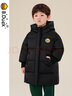 B.Duck小黃鴨童裝男童羽絨服加厚中長(cháng)款冬季寶寶兒童上衣紅色新年衣服 黑色 120 cm 曬單實(shí)拍圖