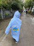 兒童雨衣兔耳朵全身長(cháng)款防暴雨男女可愛(ài)幼兒園寶寶卡通雨披輕便 藍鯨魚(yú) XL(135-150) 曬單實(shí)拍圖