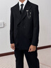 聲猴西服外套男結婚訂婚禮服紳士時(shí)尚商務(wù)雙排扣西服套裝男士休閑西服 黑色西服+白襯衫+黑西褲【送領(lǐng)帶】 XL 曬單實(shí)拍圖