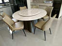 顧家家居意式輕奢大理石餐桌椅組合別墅飯桌別墅高檔大圓桌PT7119 云龍白紋理-1.35M圓桌+可頌灰椅6 曬單實(shí)拍圖