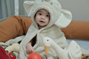 BABYGREAT嬰兒浴巾兒童洗澡巾斗篷帶帽子新生兒寶寶連帽包巾珊瑚絨吸水速干 曬單實(shí)拍圖