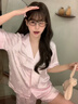 哈魯迪粉色kitty貓睡衣女夏季冰絲波點(diǎn)短袖短褲甜美少女可愛(ài)家居服套裝 粉Kitty M (80-100斤) 曬單實(shí)拍圖