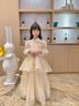 小咔衣濃女童禮服裙長(cháng)袖蓬蓬公主裙兒童主持人鋼琴演出服花童婚紗女孩秋季 香檳色長(cháng)袖3934長(cháng)款 120 曬單實(shí)拍圖
