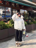 韓璐嬌（hanlujiao）羽絨棉服女冬季2025年新款連帽羽棉襖絨服女外套小個(gè)子工裝派克服 白灰色 M 曬單實(shí)拍圖
