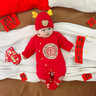 G.DUCKKIDS2024拜年服嬰兒衣服秋冬新款新年男女寶寶過(guò)年紅色喜慶滿(mǎn)月連體衣 S392偏襟大紅連體衣 包腳 36cm 59碼：0-3個(gè)月寶寶 曬單實(shí)拍圖