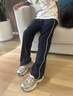 LEEREDPOI春秋夏季校服褲子男女衛(wèi)褲一條杠小學(xué)生初中高中運動褲校褲冬加絨 藏青色一道杠-不加絨 L -約105-115斤可穿 曬單實拍圖