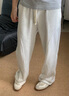 NSFG美式彎刀褲子秋冬男款加絨加厚微喇休閑褲男士顯高運動(dòng)衛長(cháng)褲 淺灰 （加絨款） XL （115-140斤） 曬單實(shí)拍圖