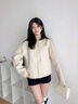 Teenie Weenie小熊女裝毛呢外套2025秋冬新款簡(jiǎn)約時(shí)髦寬松連帽大衣 乳白色 XS 曬單實(shí)拍圖