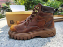 公牛世家【張若昀同款】馬丁靴男秋冬新款高幫復古做舊皮靴厚底增高男靴子 曬單實(shí)拍圖