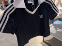 阿迪達斯（adidas）三葉草系列 女 V-NECK POLO 短袖 JD2606 黑色  L  曬單實(shí)拍圖
