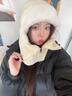 蘇木佰（SOMUBAY）帽子女冬季騎行電動(dòng)車(chē)頭盔內膽保暖加絨防風(fēng)防寒面罩圍脖一體男士 米白 -主圖款【男女同款】 均碼 曬單實(shí)拍圖