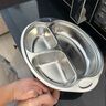 onlycook兒童餐盤吸盤式304不銹鋼餐具分餐盤寶寶嬰兒盤子飯盤-黃色 曬單實(shí)拍圖