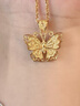 中銀億金花絲蝴蝶黃金項鏈女古法足金吊墜掛墜生日中秋節禮物送女友老婆 古法花絲蝴蝶吊墜+足金鏈-活動(dòng)款【金重約5.2g】 曬單實(shí)拍圖