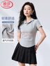 浪莎女士短袖T恤女V領(lǐng)夏季時(shí)尚百搭高級感黑色半袖上衣短款修身打底衫 曬單實(shí)拍圖
