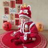 優(yōu)奇嬰兒拜年服紅色喜慶寶寶連體衣加絨加厚冬裝保暖衣服幼兒過(guò)年爬服 紅色刺繡連體衣+帽子+腳套 66cm 曬單實(shí)拍圖