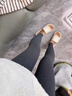Henny Rue打底褲女九分秋冬外穿薄絨保暖羊毛高腰褲襪顯瘦提臀瑜伽運動(dòng)褲 松煙深花灰 均碼 （建議90-130斤，適合5-15℃） 曬單實(shí)拍圖