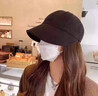 曇蓓漫防曬帽子女士秋冬毛呢漁夫帽大頭圍時尚洋氣遮太陽鴨舌帽騎車防風 秋冬毛呢漁夫帽【黑色】可掛口罩 拍照上鏡 可調節(jié)大?。?4-60cm） 曬單實拍圖