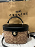 蔻馳（COACH）女包奢侈品女士單肩手提包經(jīng)典老花盒子包生日禮物送女友 新款CBQ35IMQRX卡其配黑色 曬單實(shí)拍圖