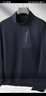 羅蒙（ROMON）加肥加大碼男士半拉鏈透氣衛衣立領(lǐng)春秋款打底衫胖子寬松長(cháng)袖t恤T 5823深藍 76的棉 8XL (261-280斤) 曬單實(shí)拍圖