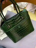 絲芙倫2026秋冬新款真皮大容量手提包高檔鱷魚(yú)紋牛皮單肩斜挎包托特包女 綠色-頭層牛皮 配真皮肩帶 曬單實(shí)拍圖