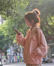 SNYDER WEAR秋季粉色外套女碎花翻領(lǐng)外套2025新款寬松百搭甜美學(xué)院風(fēng)上衣外套 粉色 S 建議95斤以內(nèi) 曬單實(shí)拍圖