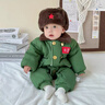 G.DUCKKIDS嬰兒冬裝男女寶寶衣服超萌過(guò)年拜年冬季加厚東北大花夾棉襖軍大衣 紅色【加絨夾棉】+帽子 66 cm 曬單實(shí)拍圖