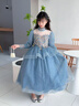 思妙星兒童禮服裙輕奢小眾高端女童主持人生日公主裙花童女孩鋼琴演出服 藍色長(cháng)款 100 曬單實(shí)拍圖